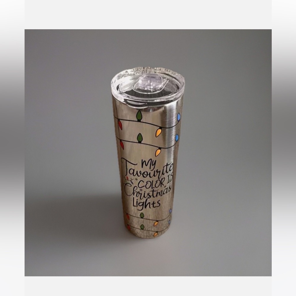 Christmas nwt My Favourite Color is Christmas Lights 22oz 8.5" Tumbler with Lid
